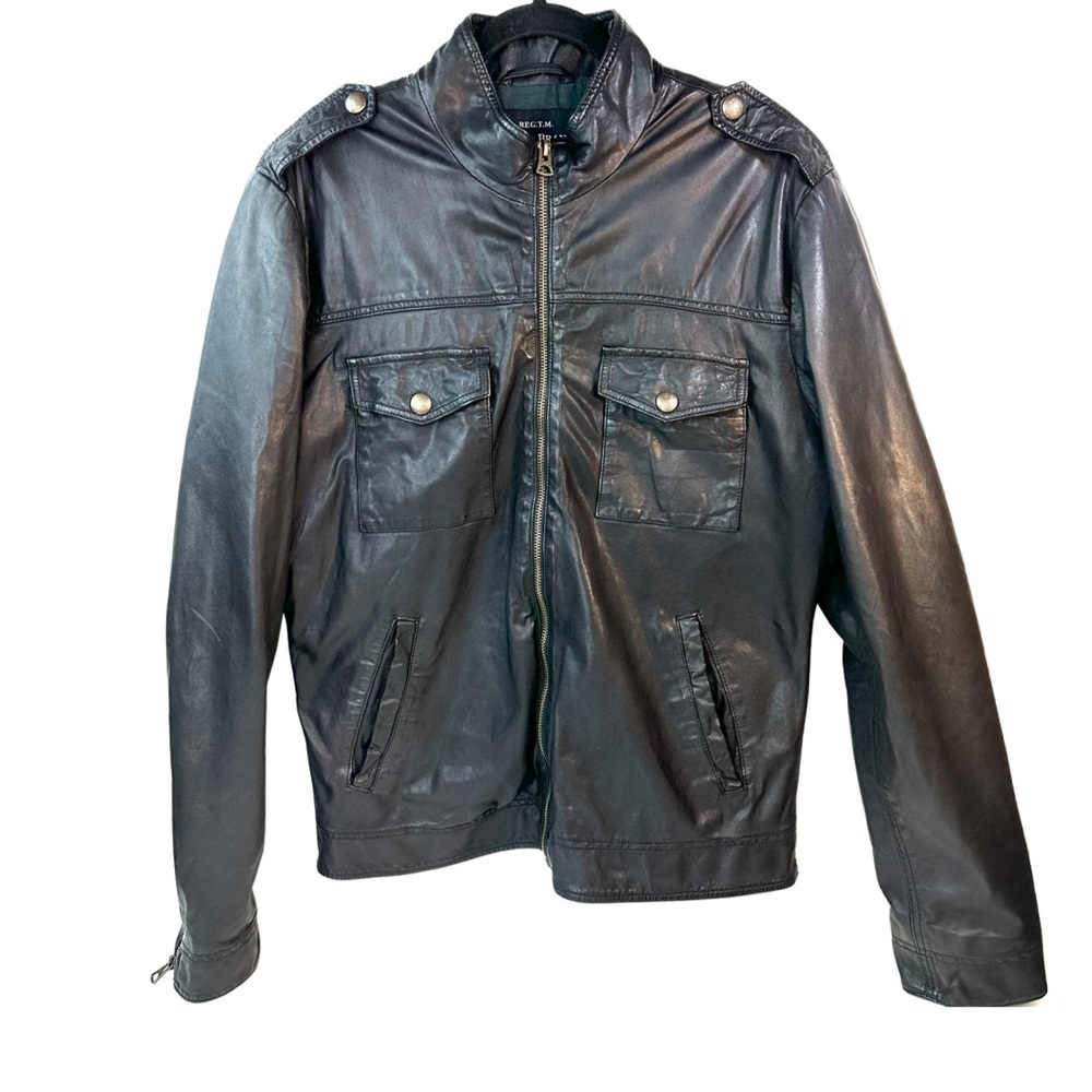 Lucky Brand Men’s Genuine Black Leather Jacket Size: M